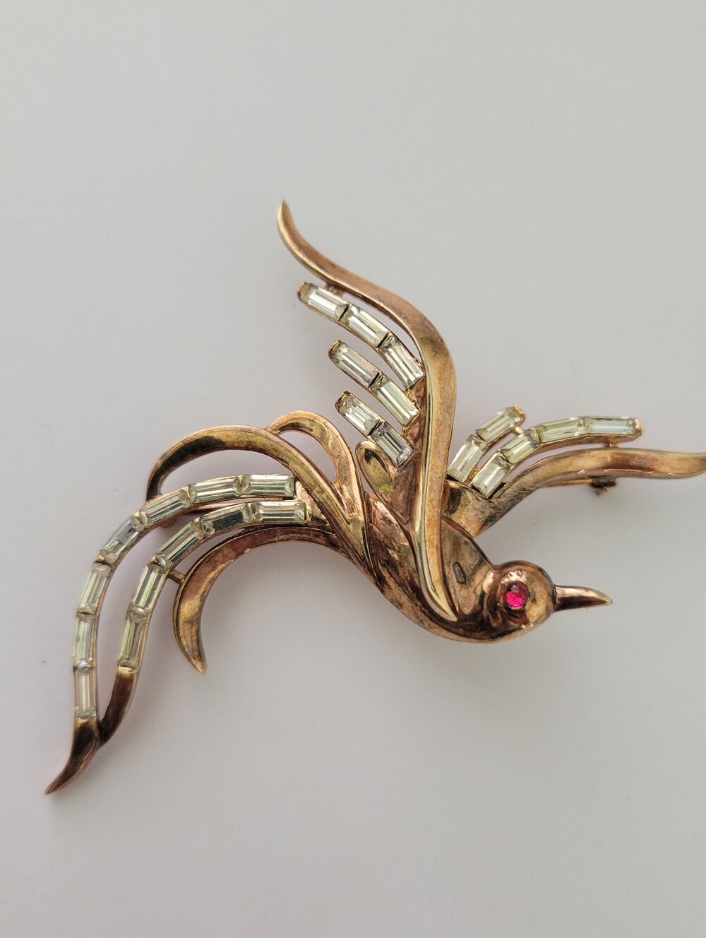 Vintage Trifari Alfred Philippe Bird Of Paradise Brooch Pin Rhinestones